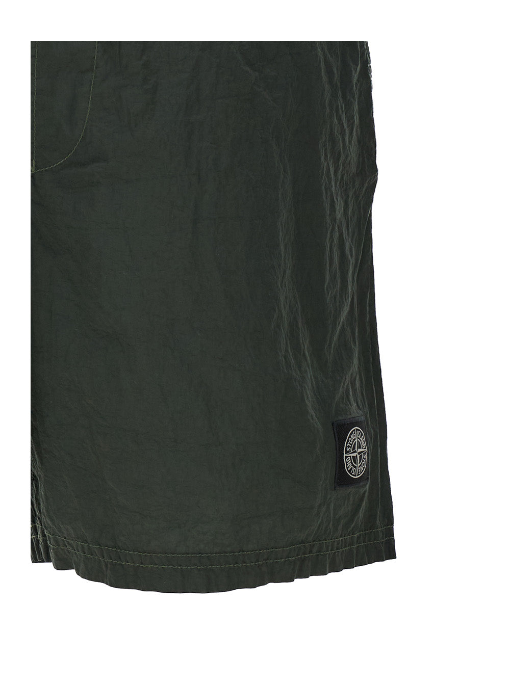 Dark Green Wrinkled Effect Swimsuit Technical Fabric Man Polyamide Beachwear