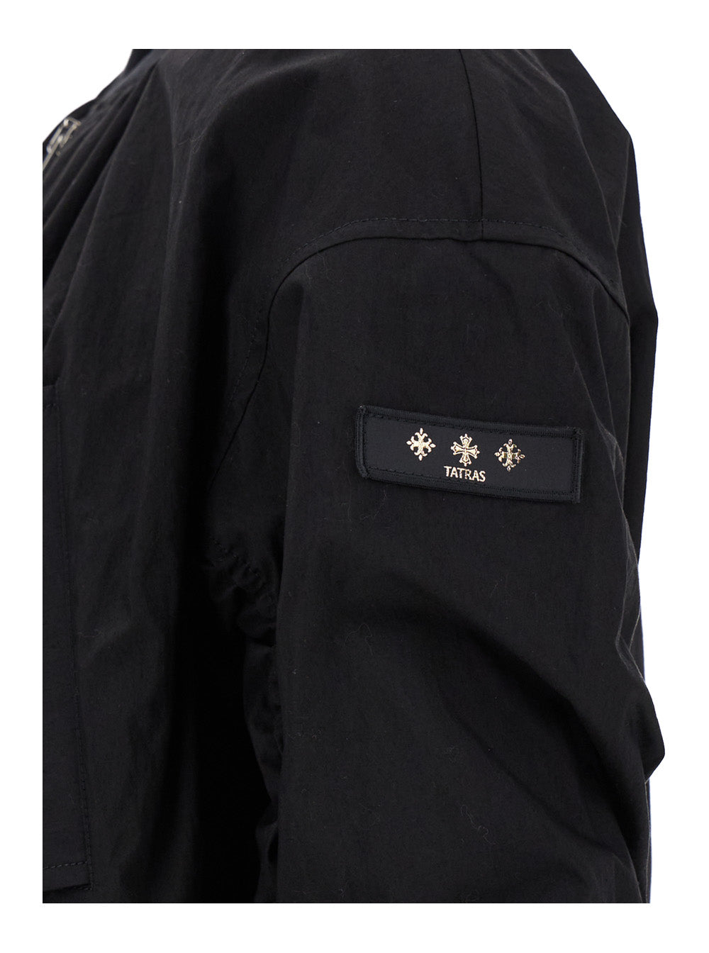 Bomber Jacket With Curled Sleeves Technical Fabric Woman Black Cotton Nylon