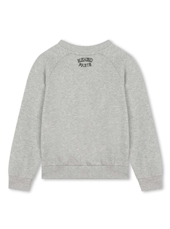 Grey Sweatshirt With Tiger Patch Cotton Boy Sweatshirts
