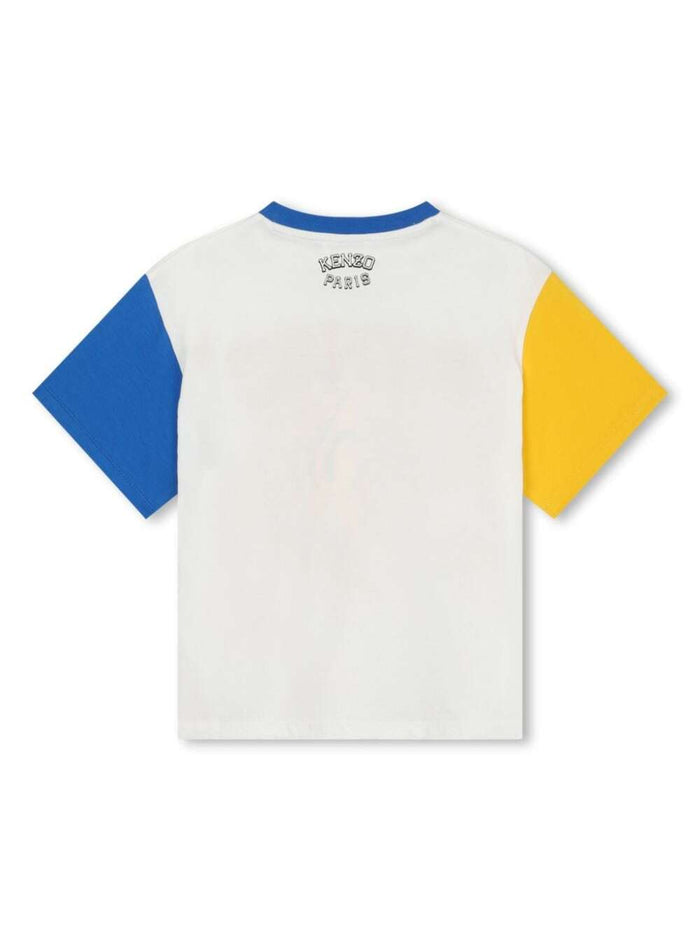 White T-Shirt With Tiger Patch Cotton Boy Tshirts And Polo Shirts
