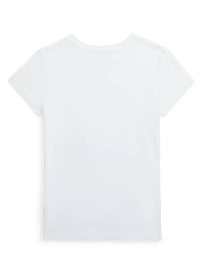 White T-Shirt With Cane Francese Print Cotton Girl Tshirts And Polo Shirts