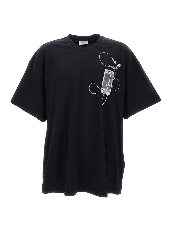 Black Crewneck Scan Arr T-Shirt Cotton Man Tshirts And Polo Shirts