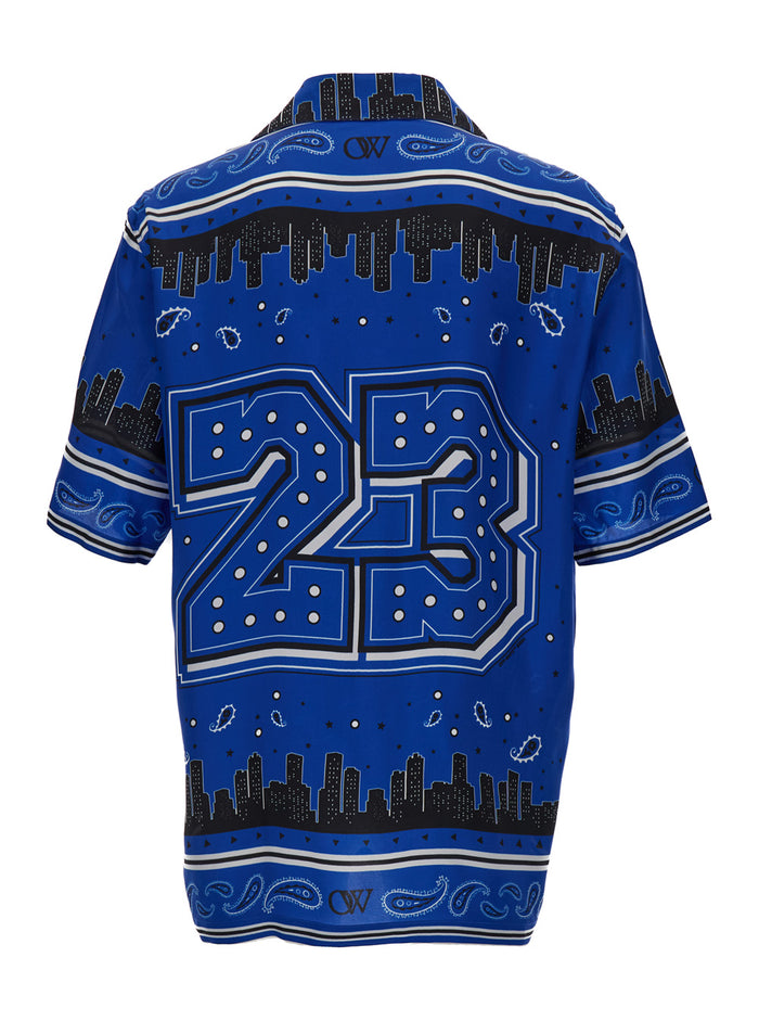 Blue Bandana Print Satin Shirt Viscose Man Blu And Blouses