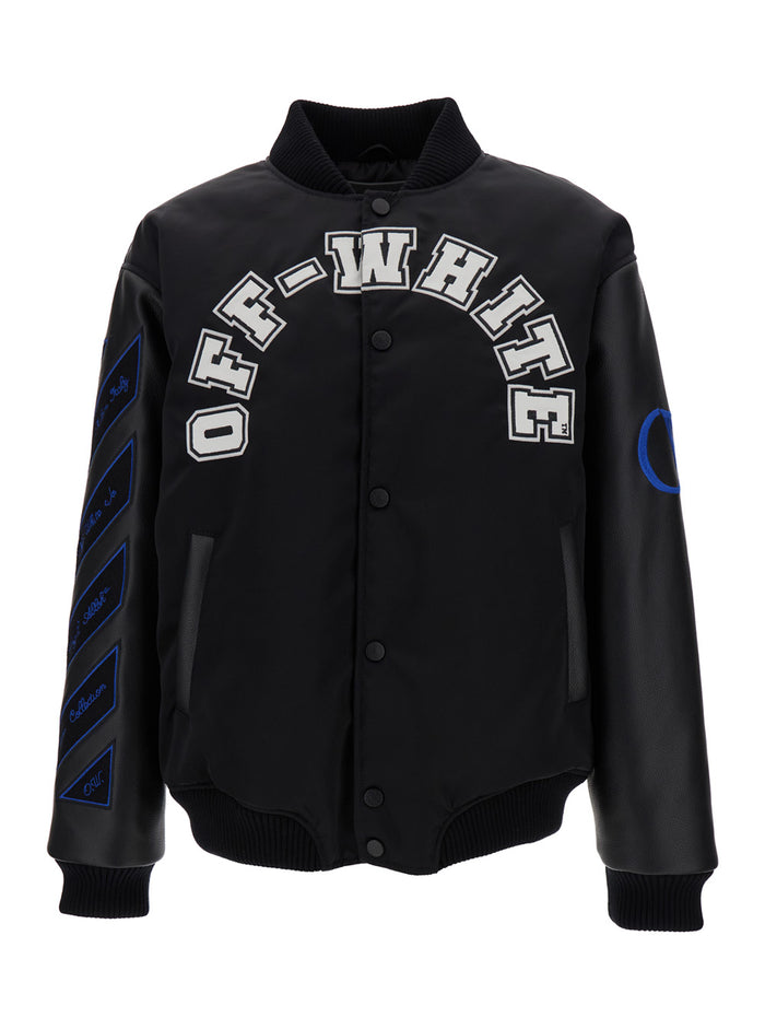 Black Baseball Over Vasity Jacket Polyamide Man