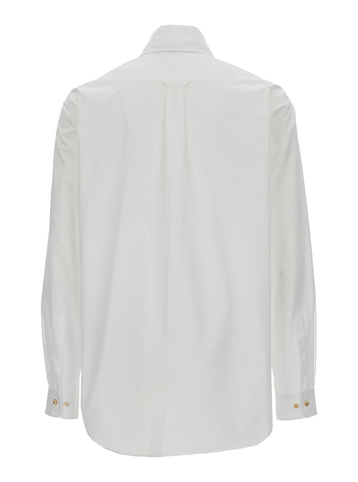 White Shirt With Embroidered Logo Cotton Man And Blouses