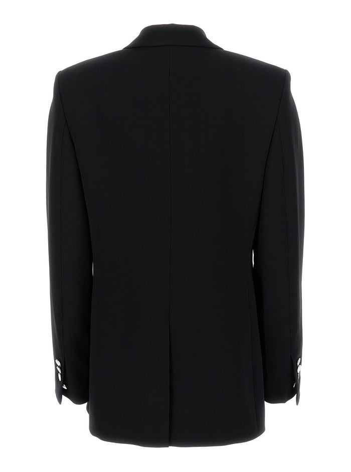 Black Single-Breasted Blazer With Classic Lapels Technical Fabric Woman Triacetate Polyester Blazers