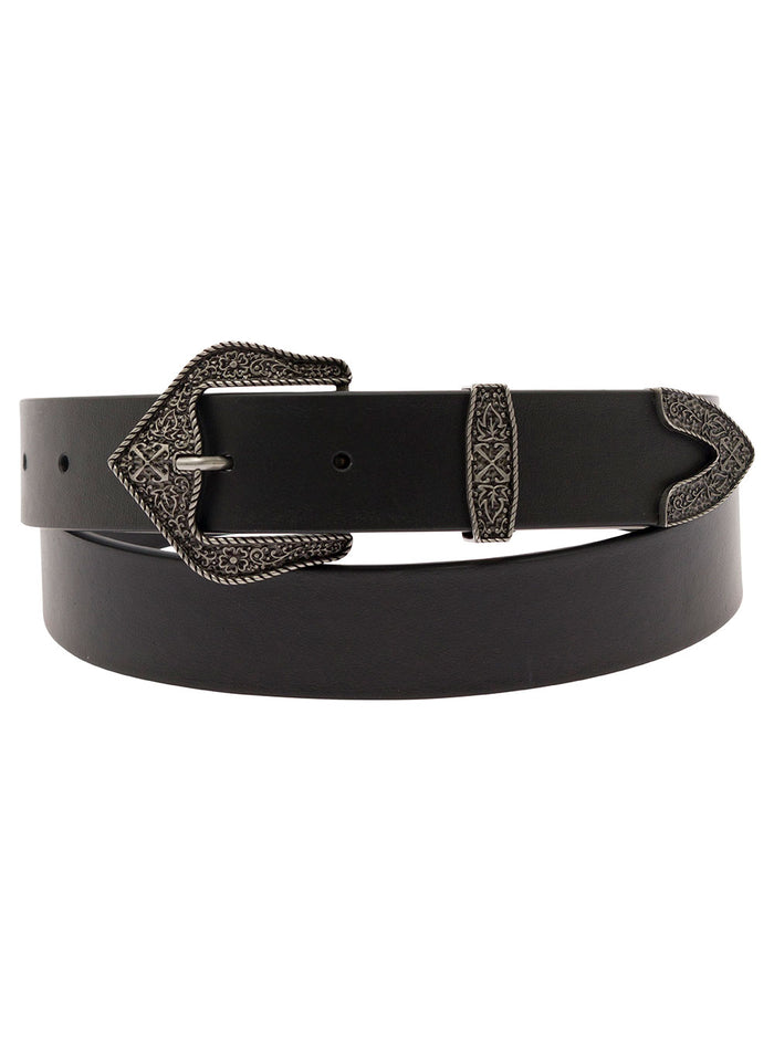 Black Belt With Western Buckle Leather Man