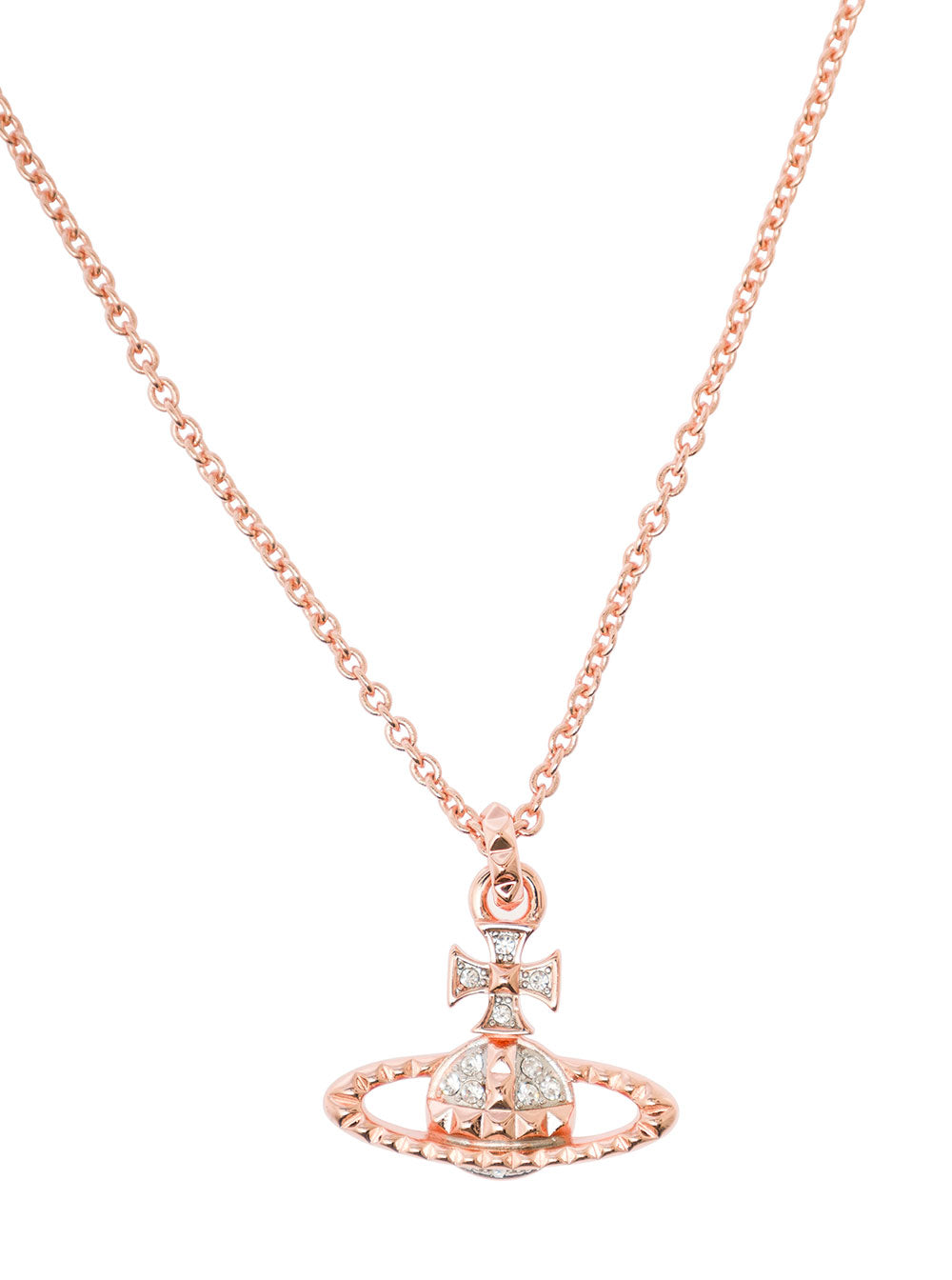 Mayfair Pink Gold Necklace With Orb Pendant Brass Woman Metallic Necklaces