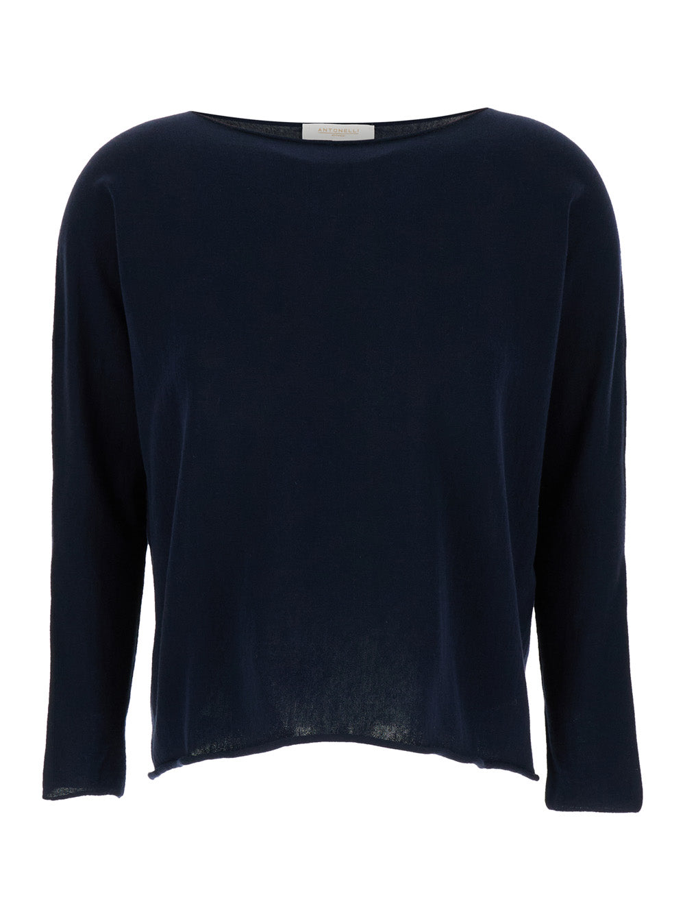 Blue Boat Neckline Blouse Cotton Woman Blu Jersey