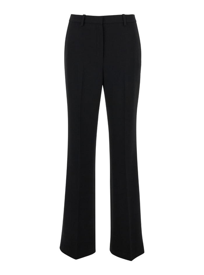 Black Sartorial Pants With Stretch Pleat Technical Fabric Woman Triacetate Polyester Trousers