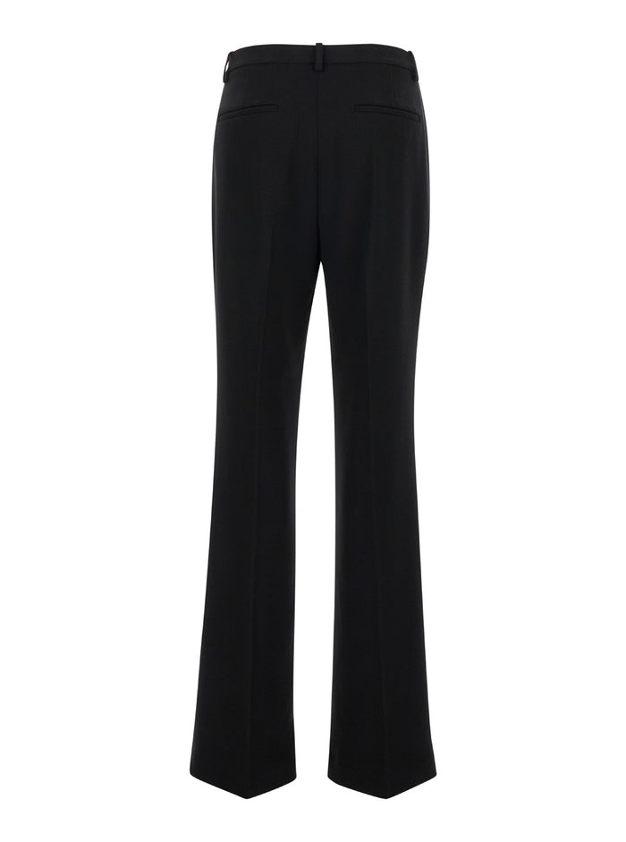 Black Sartorial Pants With Stretch Pleat Technical Fabric Woman Triacetate Polyester Trousers