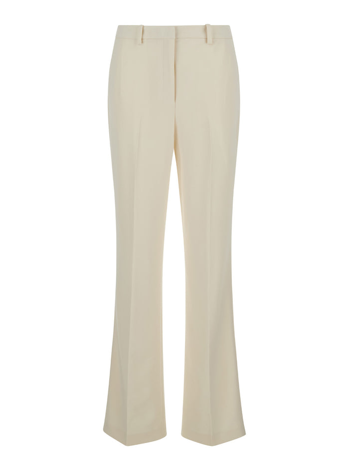 Ivory White Sartorial Pants With Stretch Pleat Technical Fabric Woman Triacetate Polyester Trousers