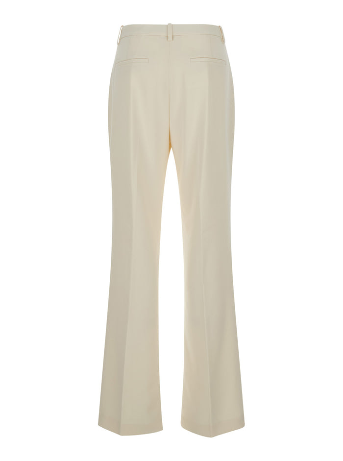 Ivory White Sartorial Pants With Stretch Pleat Technical Fabric Woman Triacetate Polyester Trousers