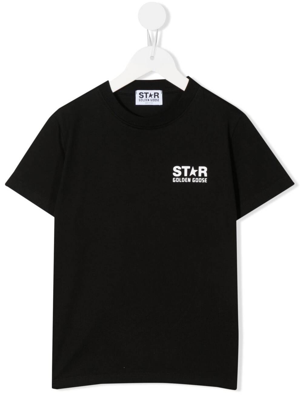 Black T-Shirt With Contrasting Big Star Print Cotton Boy Tshirts And Polo Shirts