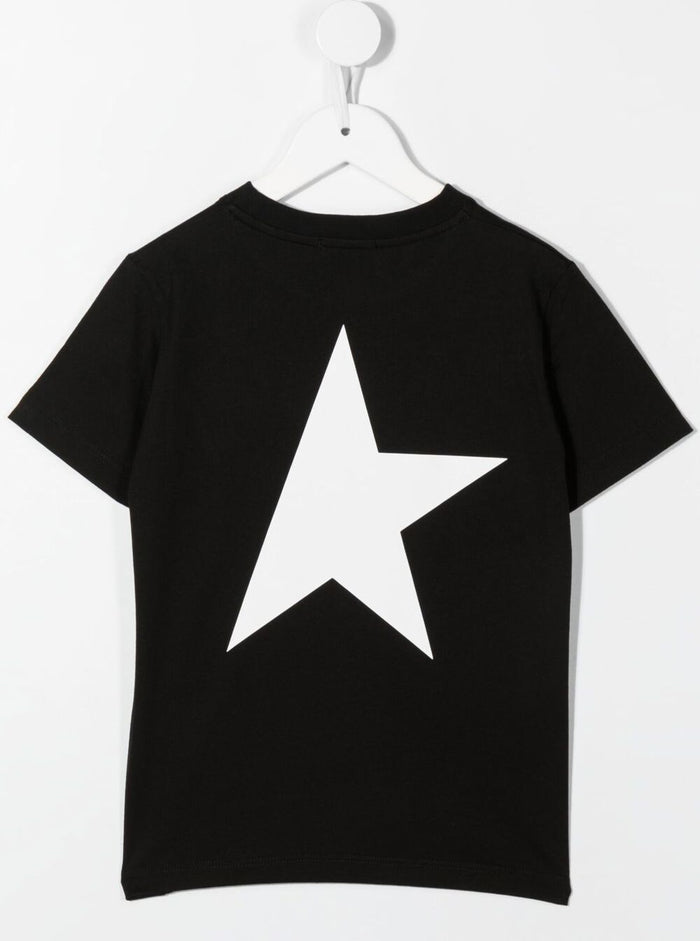 Black T-Shirt With Contrasting Big Star Print Cotton Boy Tshirts And Polo Shirts