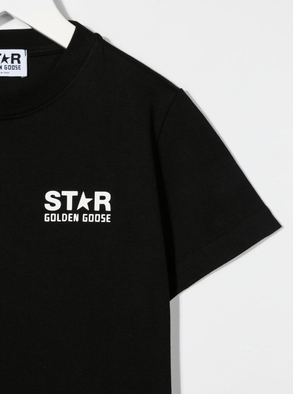 Black T-Shirt With Contrasting Big Star Print Cotton Boy Tshirts And Polo Shirts