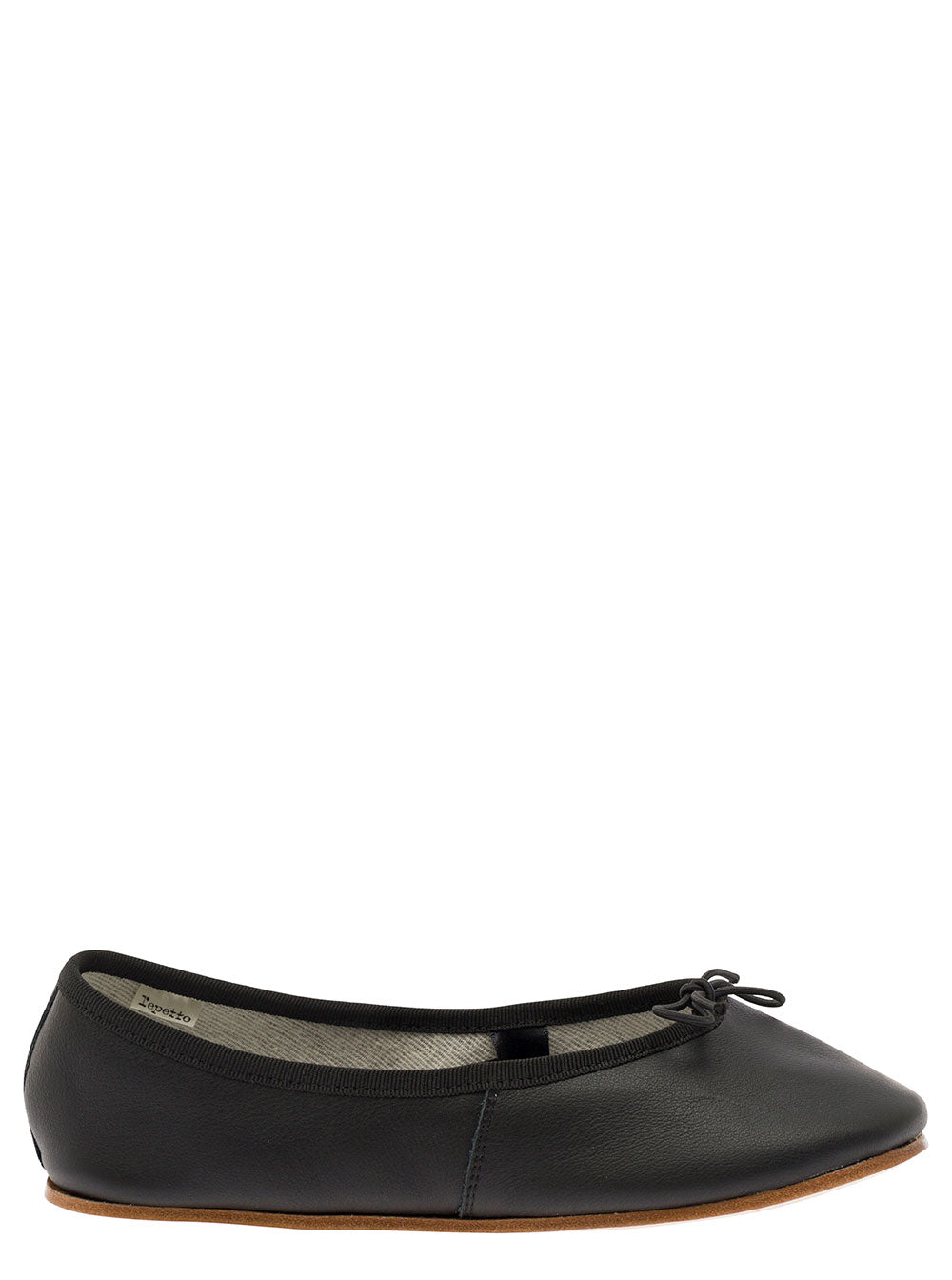 Sofia Black Ballet Flats With Ribbon Leather Woman Ballerinas