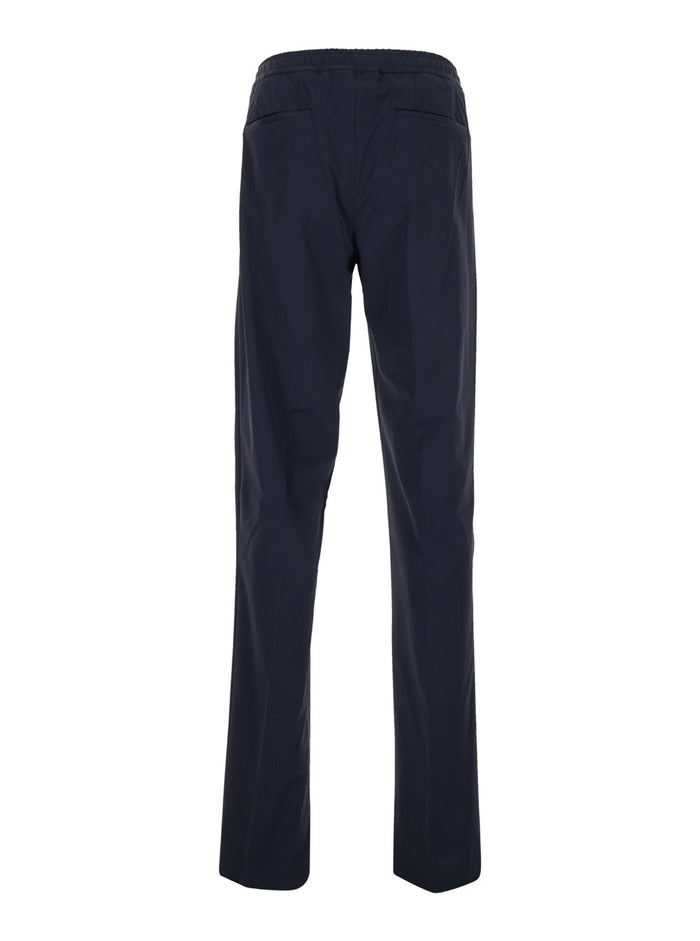 Blue Drawstring Tapered Trousers Technical Fabric Man Blu Polyamide Elastane