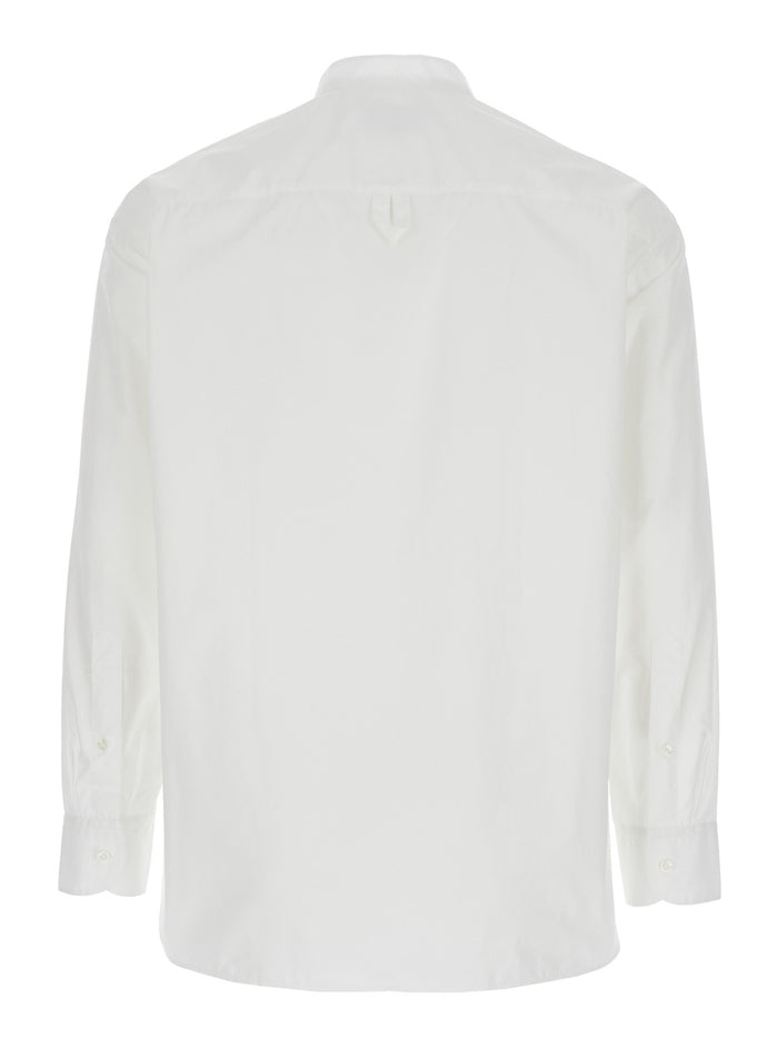 White Shirt With Mandarin Collar Cotton Man And Blouses