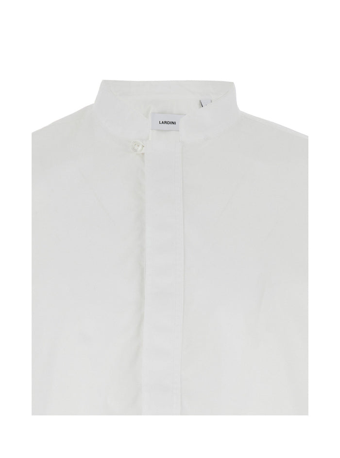 White Shirt With Mandarin Collar Cotton Man And Blouses