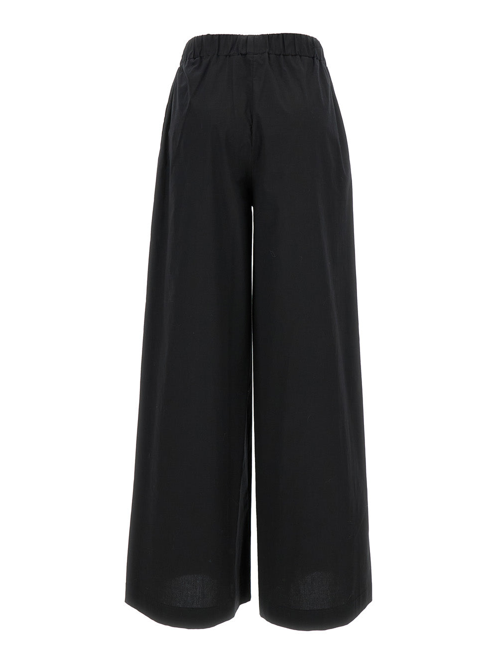 Black Elastic High-Waisted Pants Stretch Cotton Woman Elastane Trousers
