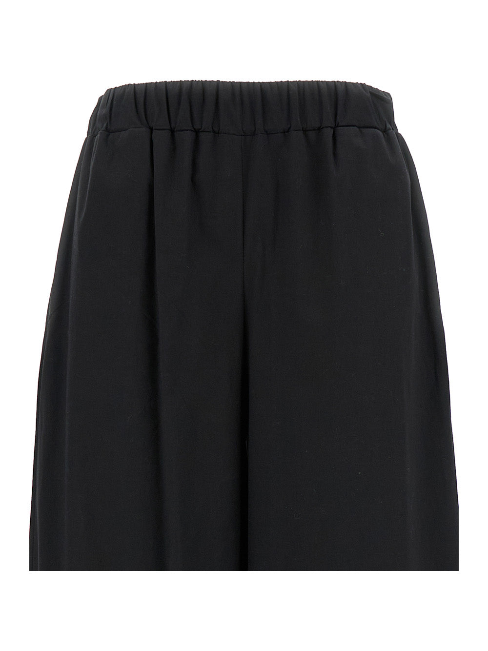 Black Elastic High-Waisted Pants Stretch Cotton Woman Elastane Trousers