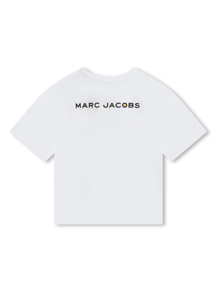 White Crewneck T-Shirt With Smile Print Cotton Boy Tshirts And Polo Shirts