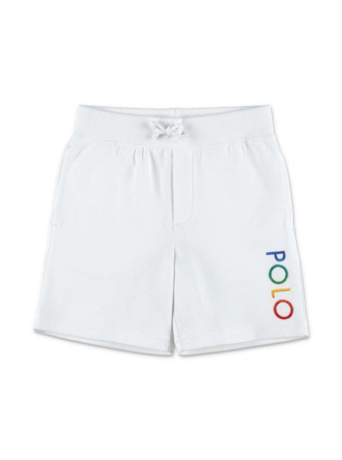 White Bermuda Shorts With Drawstring Cotton Blend Boy Polyester And