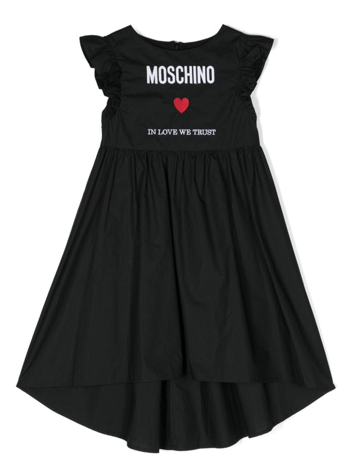 Black Maxi Dress With Logo Cotton Girl
