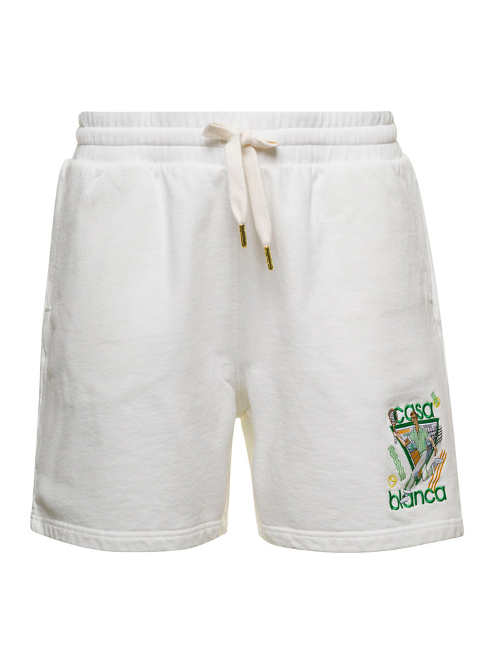 White Le Jeu Track Shorts Cotton Man Organic And Bermuda