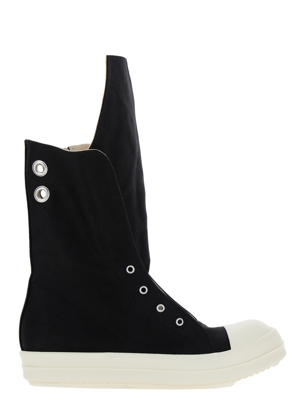 Black Sneakers With Oversize Tab Cotton Man