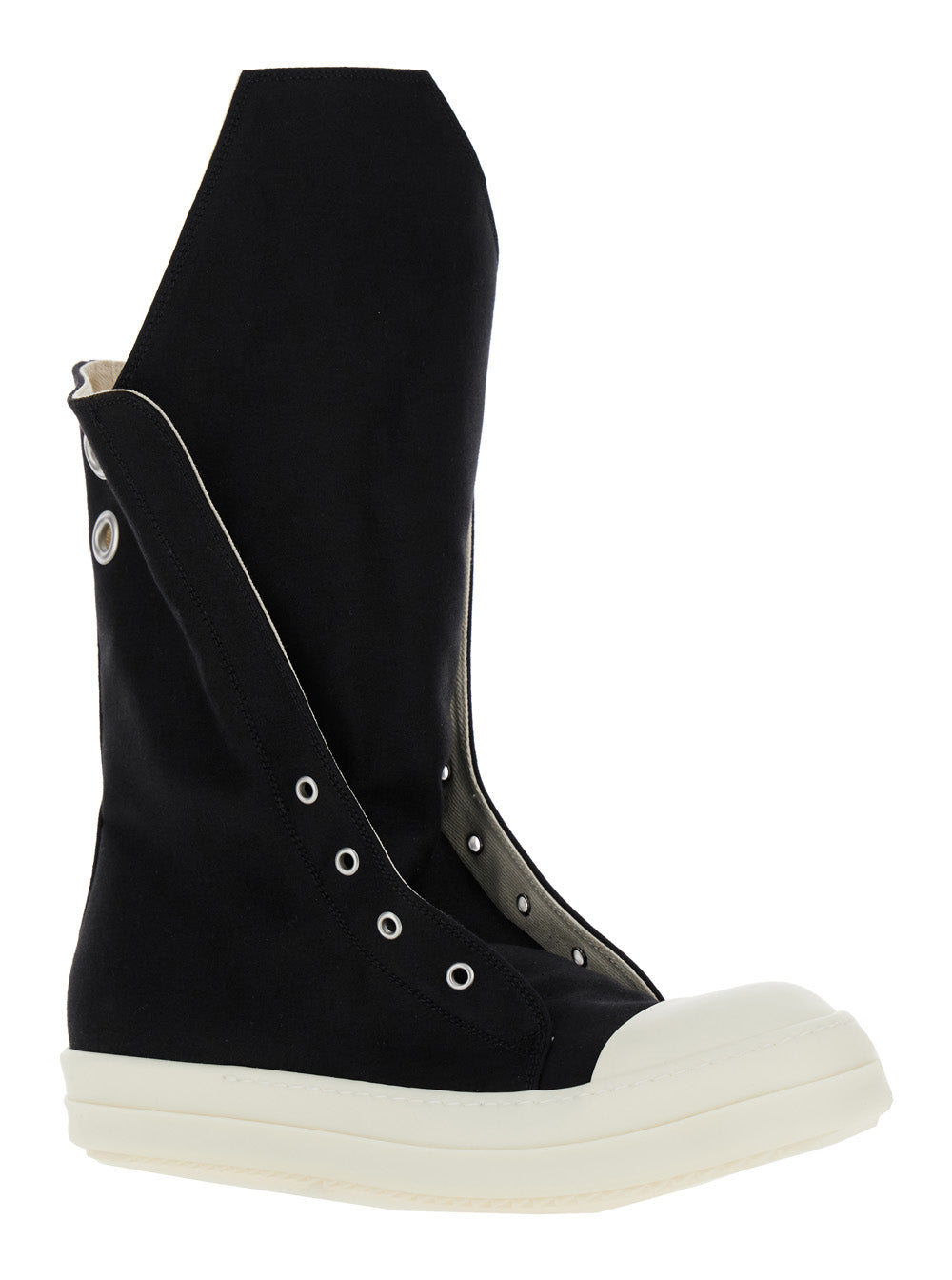 Black Sneakers With Oversize Tab Cotton Man