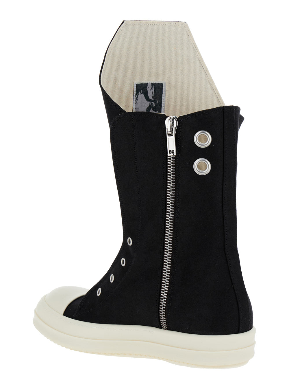 Black Sneakers With Oversize Tab Cotton Man