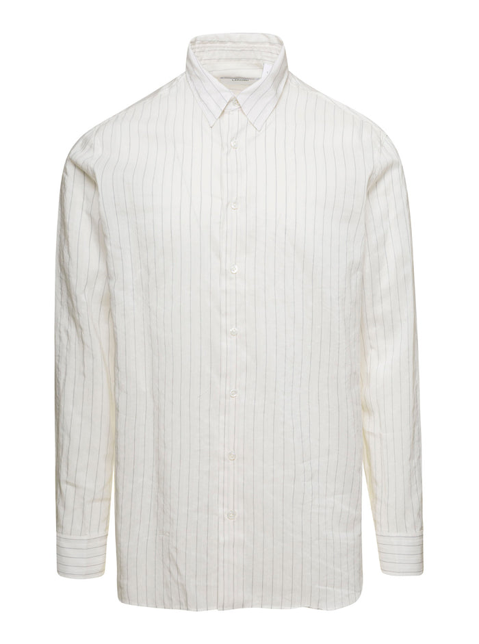 White Classic Shirt Cotton Blend Man Cupro Linen And Blouses