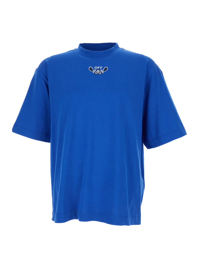 Blue Crewneck T-Shirt Cotton Man Blu Tshirts And Polo Shirts
