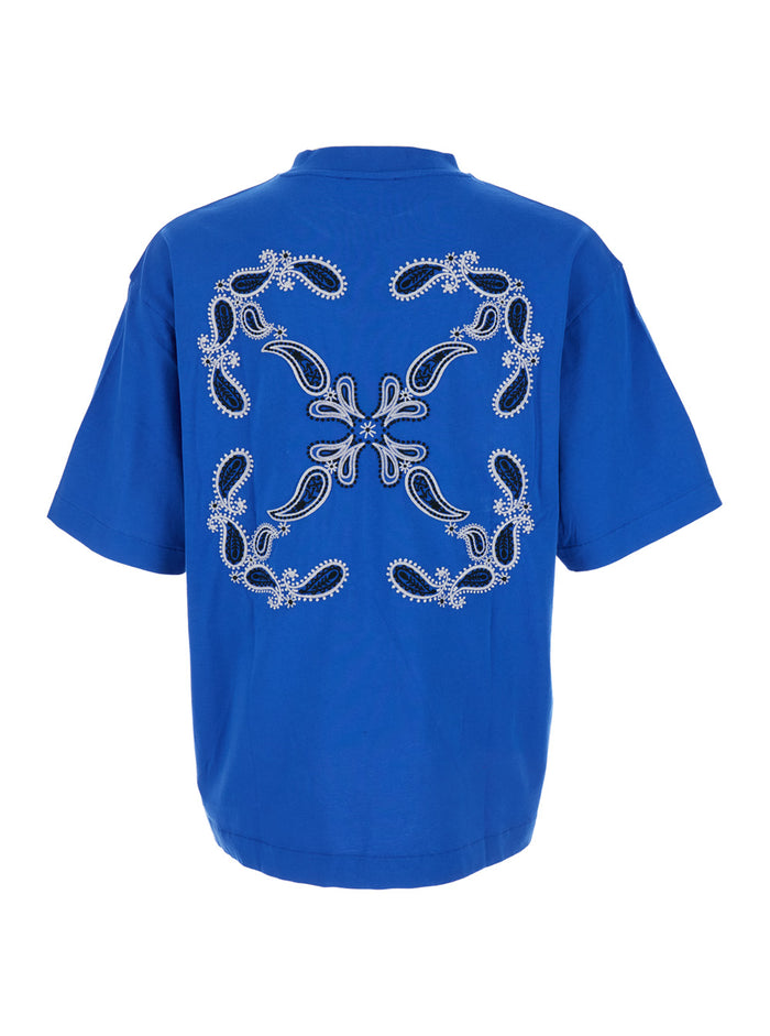 Blue Crewneck T-Shirt Cotton Man Blu Tshirts And Polo Shirts