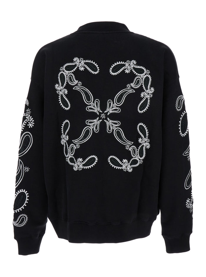 Black Sweatshirt With Maxi Detail At The Back Cotton Man Tshirts And Polo Shirts