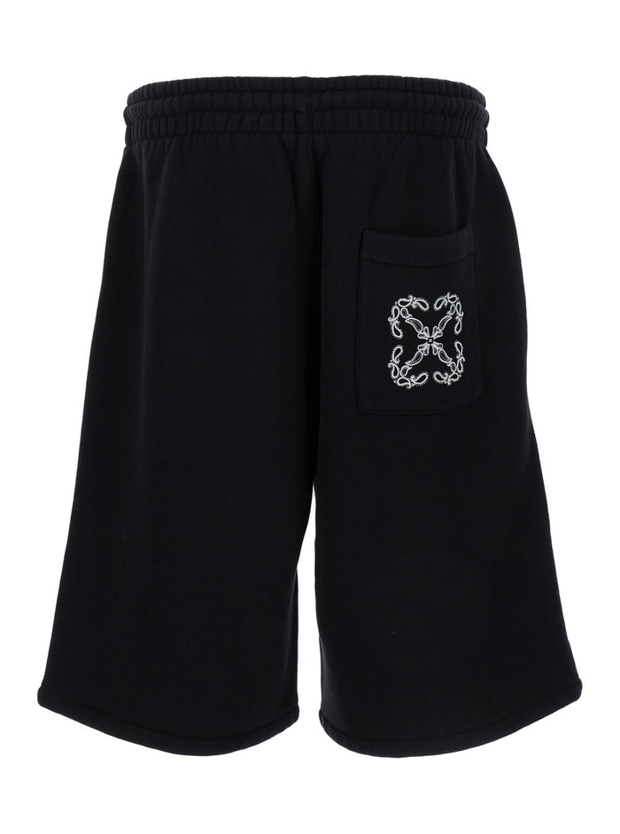 Black Bermuda Shorts With Rear Detail Cotton Man And