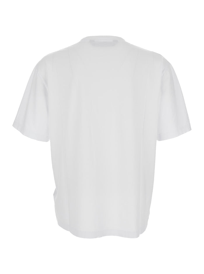 White T-Shirt With Palm Angels Logo Cotton Man Tshirts And Polo Shirts