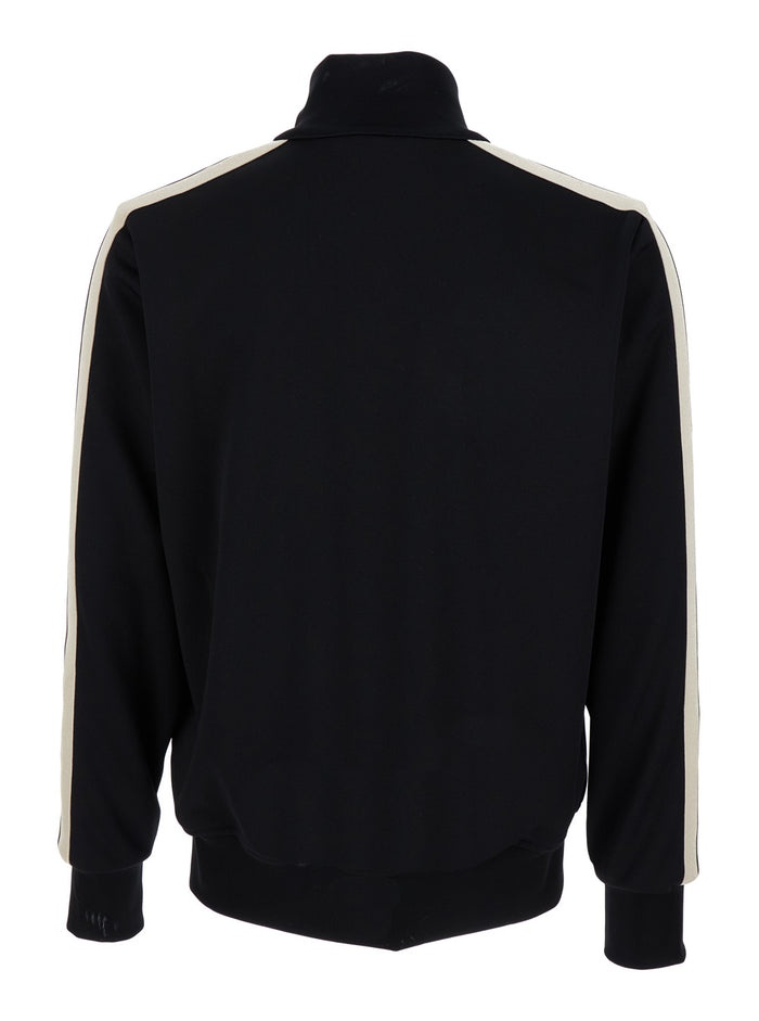 Black And White Sweatshirt Wit Palm Angels Logo Techno Fabric Man Polyester Sweatshirts