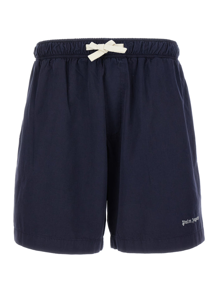 Blue Bermuda Shorts With Coulisse Fastening Cotton Man Blu And