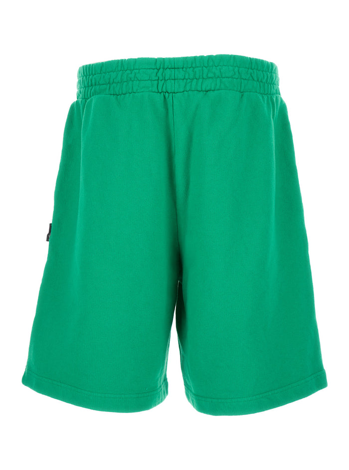Green Bermuda Shorts With Elastic Waistband Cotton Man And