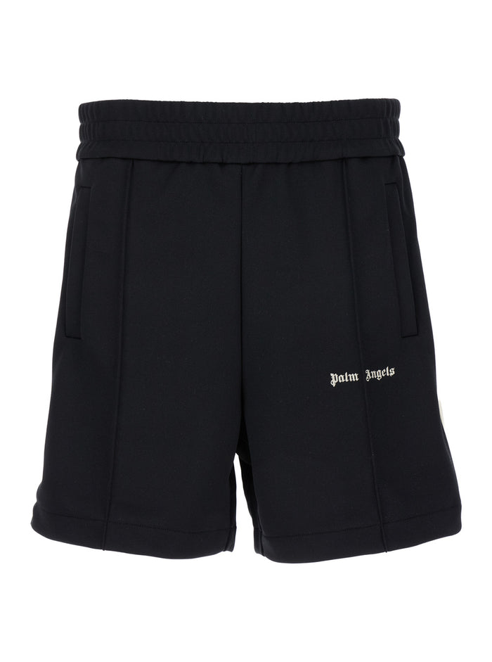 Black Bermuda Shorts With Elastic Waistband Cotton Man And
