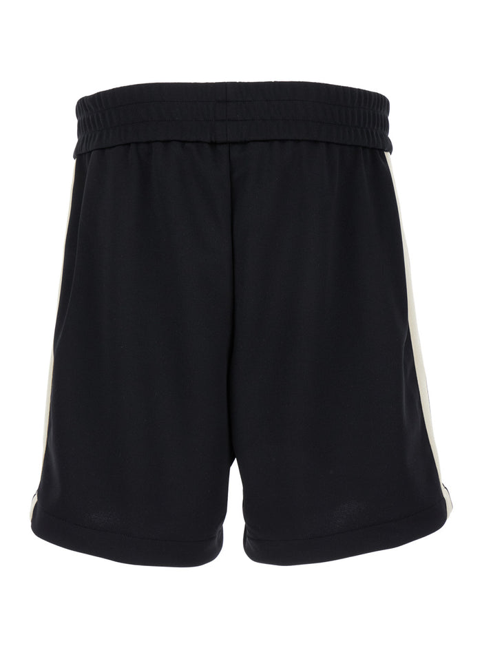 Black Bermuda Shorts With Elastic Waistband Cotton Man And