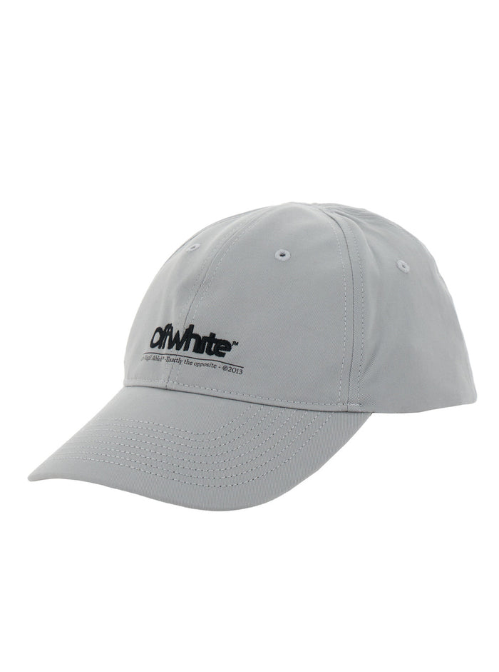 Baseball Cap With Embroidered Logo White Cotton Man Grey Elastane Hats And Gloves