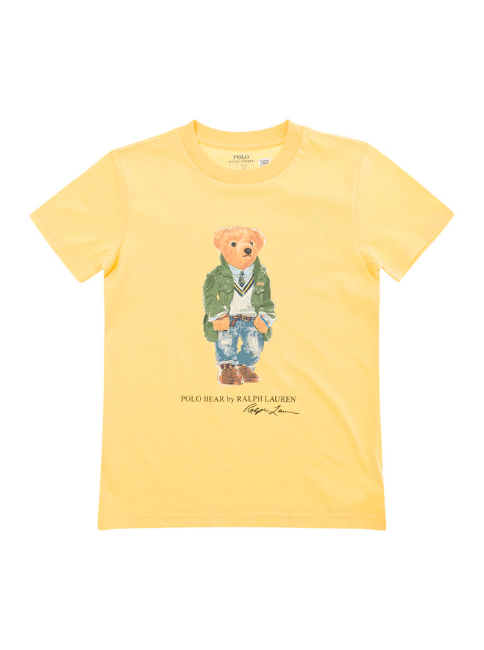 Yellow T-Shirt With Teddy Bear Cotton Boy Tshirts And Polo Shirts