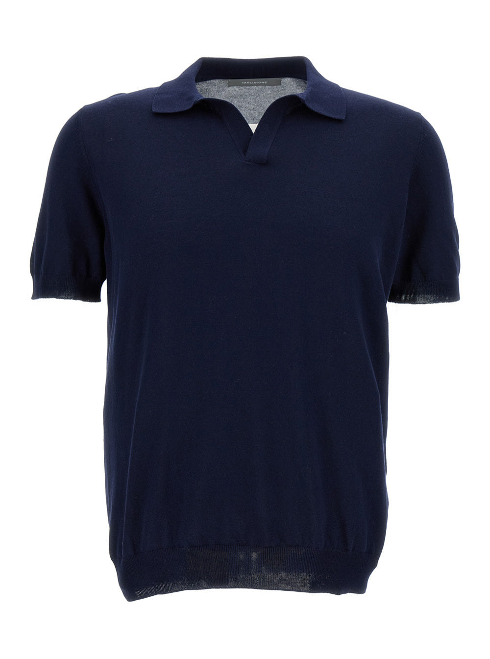 Black Polo Shirt With Classic Collar Without Buttons Cotton Man Tshirts And