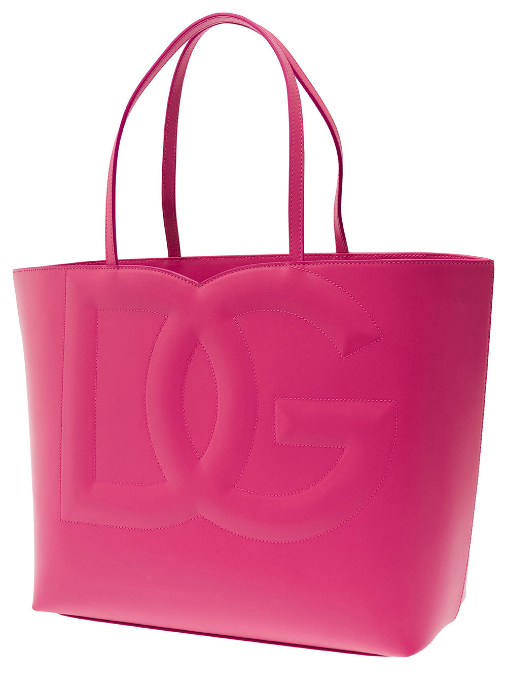 Dg Logo Fuchsia Medium Shopper Leather Woman Fuxia Calf Tote Bags