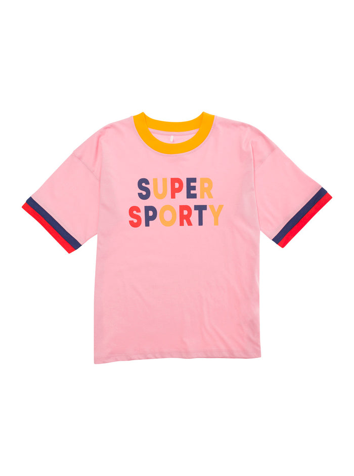 Pink T-Shirt With Super Sporty Print Cotton Boy Organic Tshirts And Polo Shirts