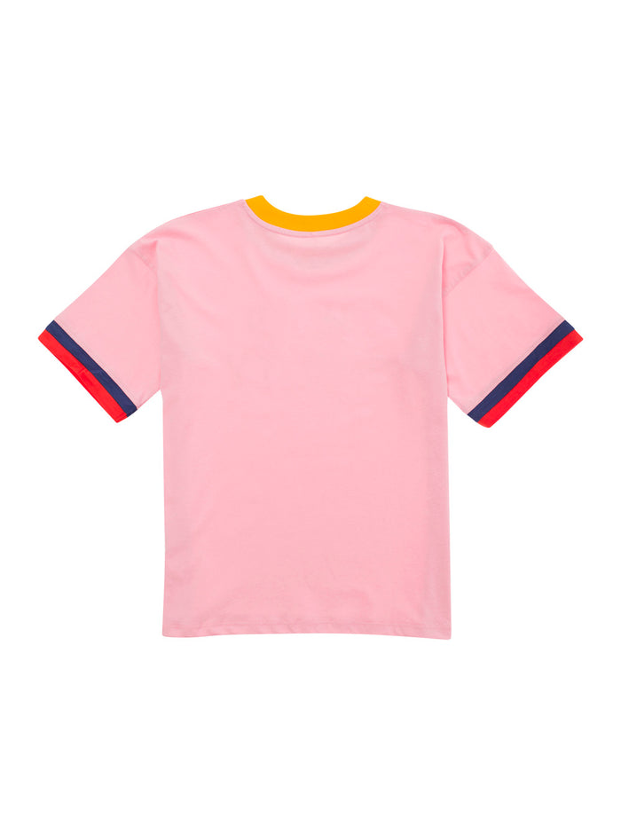 Pink T-Shirt With Super Sporty Print Cotton Boy Organic Tshirts And Polo Shirts